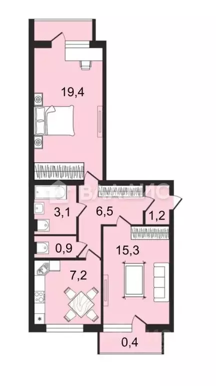 2-к кв. Санкт-Петербург Бассейная ул., 31 (54.6 м) - Фото 1