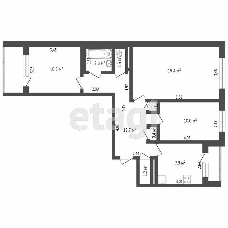 3-комнатная квартира: Тверь, Зелёный проезд, 45к1 (66.1 м) - Фото 0