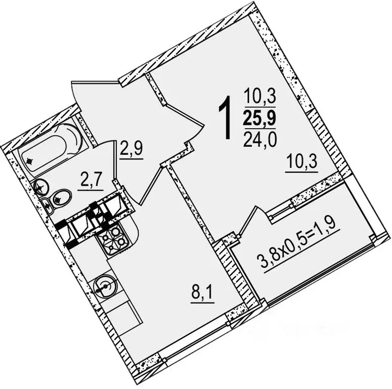 1-к кв. Краснодарский край, Краснодар ул. Западный обход, 45к5 (30.0 ... - Фото 2
