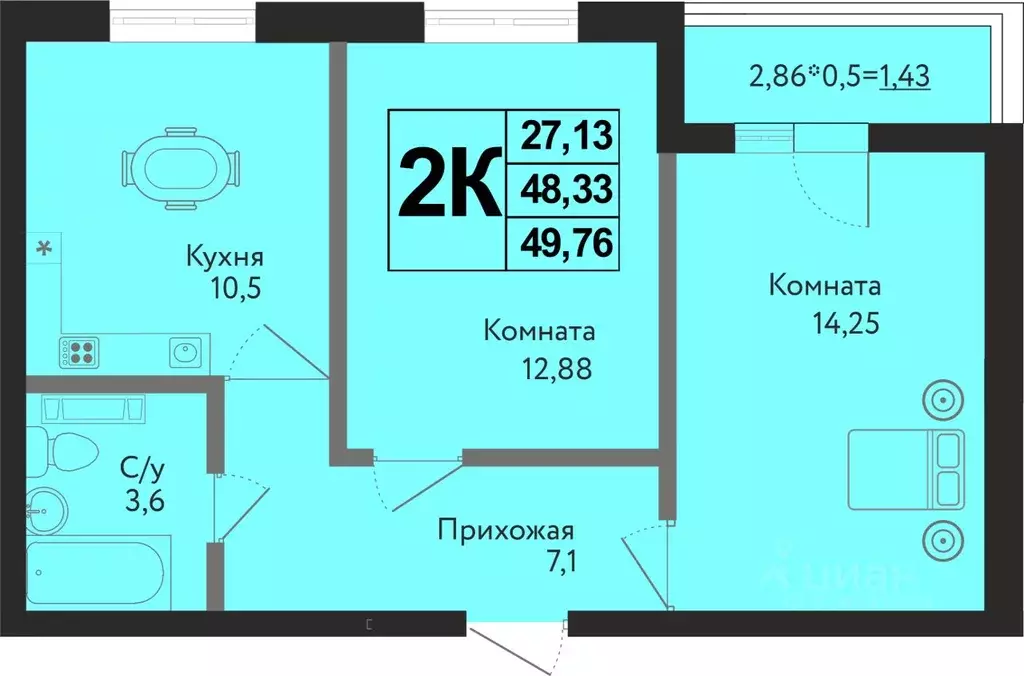 2-к кв. Краснодарский край, Краснодар ул. Имени Владимира ... - Фото 0