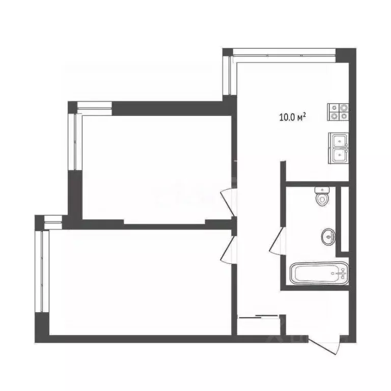 2-к кв. Кемеровская область, Кемерово Ленинградский просп., 44А (57.0 ... - Фото 2