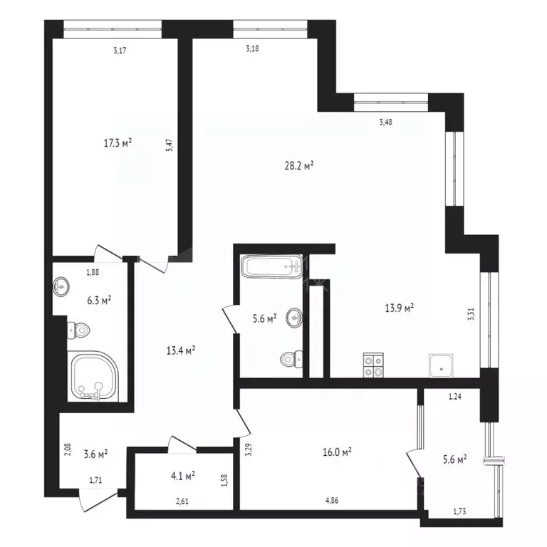 3-к кв. Тюменская область, Тюмень ул. Евгения Войнова, 7 (114.0 м) - Фото 2