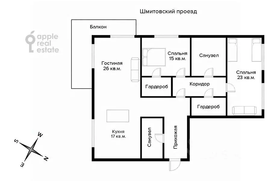 3-к кв. Москва Шмитовский проезд, 16С2 (140.0 м) - Фото 1