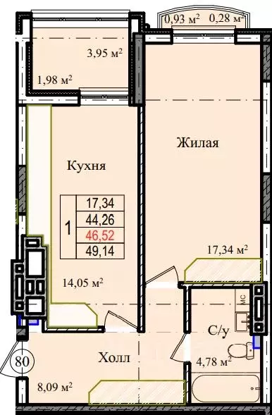 1-к кв. Калининградская область, Гурьевский муниципальный округ, пос. ... - Фото 0