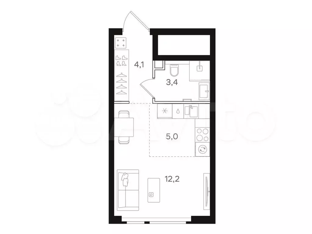 Квартира-студия, 24,7 м, 3/25 эт. - Фото 0