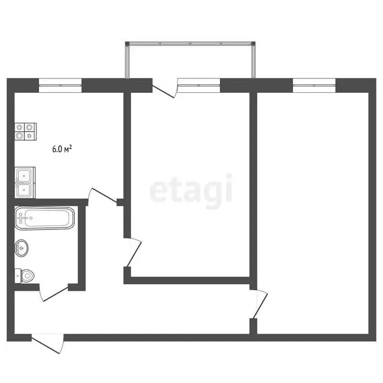 2-комнатная квартира: Катунино, улица Маркина, 7 (46.3 м) - Фото 0