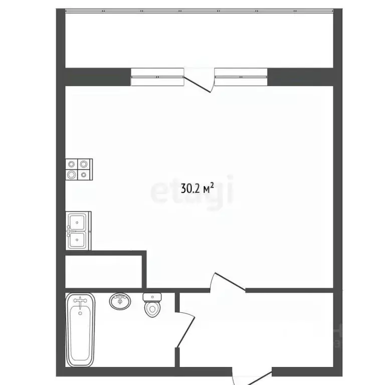 Студия Ямало-Ненецкий АО, Новый Уренгой просп. Губкина, 28 (30.2 м) - Фото 1