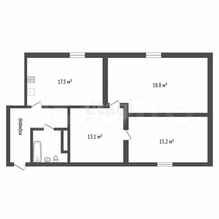 2-к. квартира, 77 м, 4/5 эт. - Фото 1