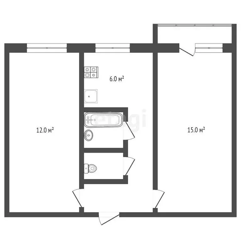 2-комнатная квартира: Вологда, Новгородская улица, 1А (45 м) - Фото 1