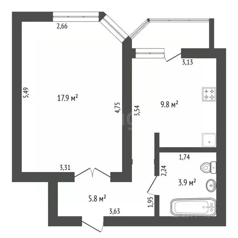 1-к кв. Амурская область, Благовещенск Игнатьевское ш., 14 (37.4 м) - Фото 2