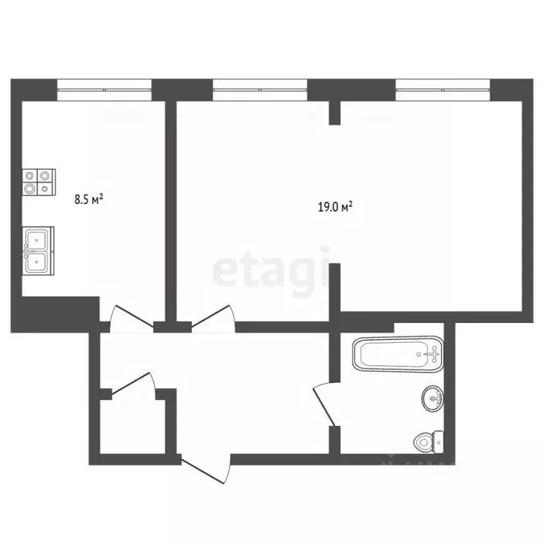 Студия Камчатский край, Вилючинск Центральный мкр, 24 (38.4 м) - Фото 2
