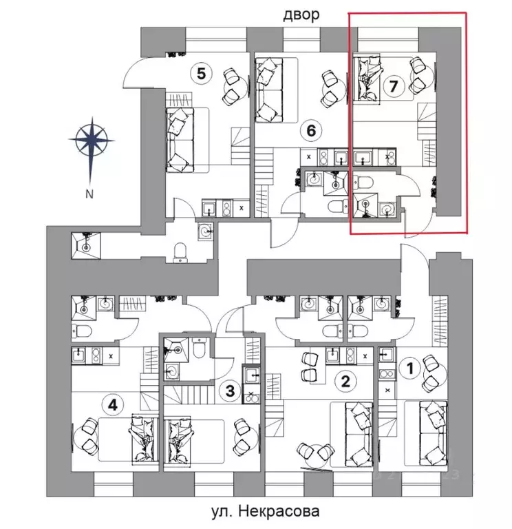 Студия Санкт-Петербург ул. Некрасова, 1/38 (15.5 м) - Фото 1