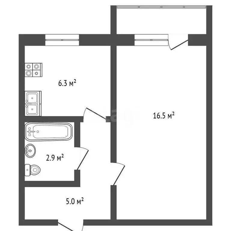 1-комнатная квартира: Стерлитамак, улица Ибрагимова, 6 (30.9 м) - Фото 1