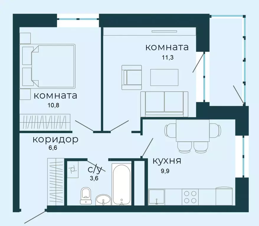 2-к кв. Пермский край, Пермь ул. Солдатова, 30Б (42.2 м) - Фото 1