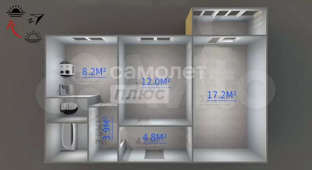 2-к. квартира, 50 м, 5/9 эт. - Фото 0