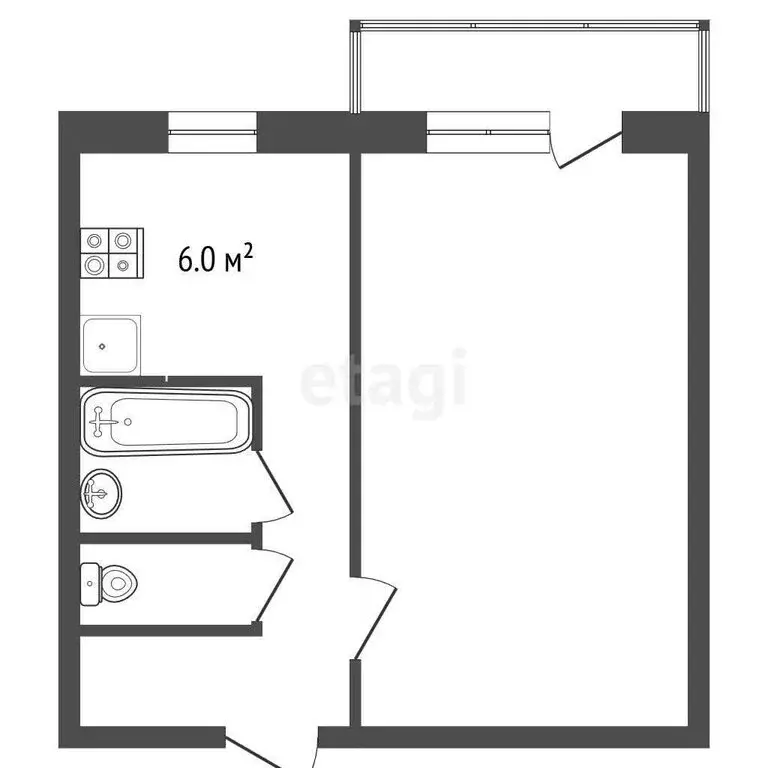 1-комнатная квартира: Челябинск, улица Энгельса, 50А (30.5 м) - Фото 1