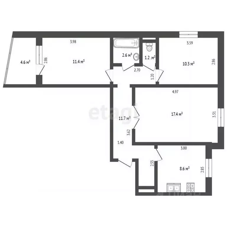 3-к кв. Самарская область, Самара ул. Советской Армии, 184 (63.0 м) - Фото 2