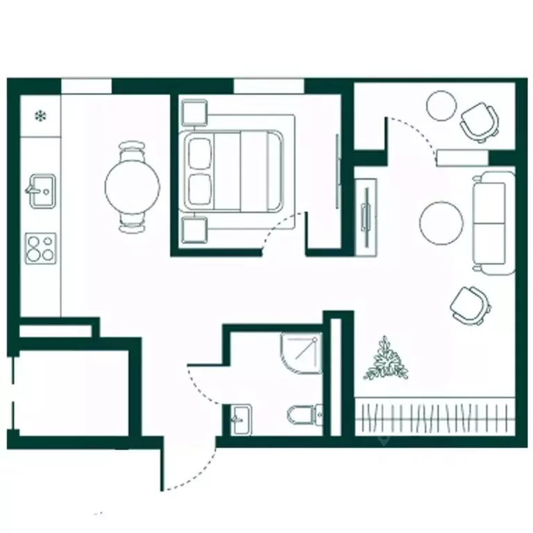 2-к кв. Дагестан, Дербент Новая История жилой комплекс (42.72 м) - Фото 1
