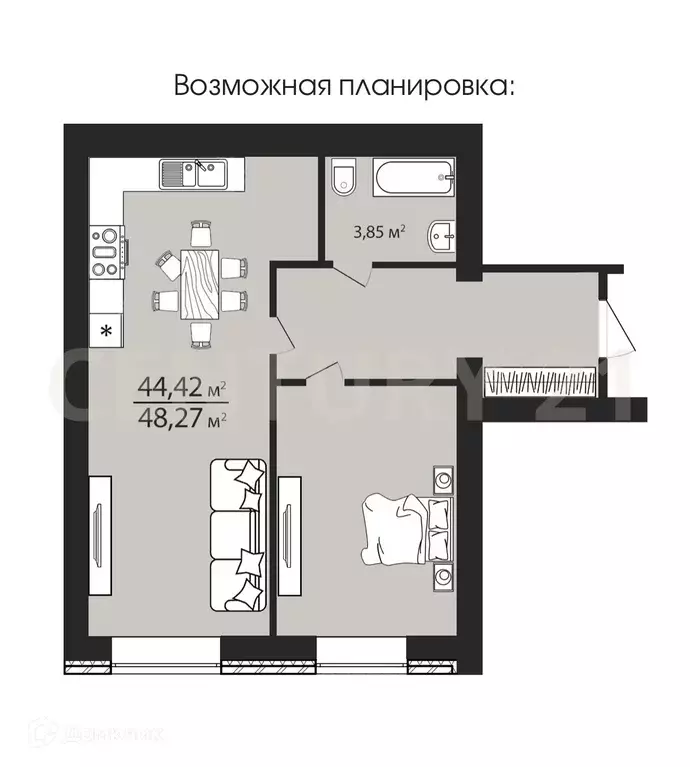 Продаётся 1-к квартира, 51.5 м - Фото 1