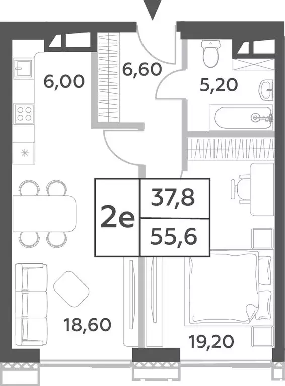 2-комнатная квартира: Москва, проспект Генерала Дорохова, вл1к1 (55.6 ... - Фото 1