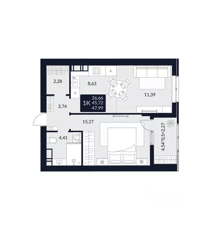 1-к кв. Адыгея, Майкоп Лесная ул. (47.99 м) - Фото 1