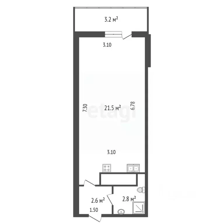 Студия Санкт-Петербург Камышовая ул., 38к1 (30.0 м) - Фото 1