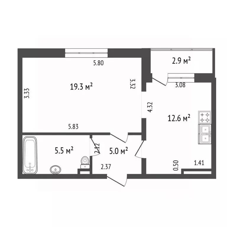1-к кв. Санкт-Петербург Петергофское ш., 53 (42.0 м) - Фото 1