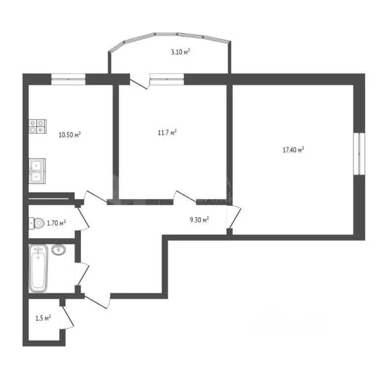 2-к кв. Тюменская область, Тюмень ул. Героев Космоса, 13 (53.3 м) - Фото 0