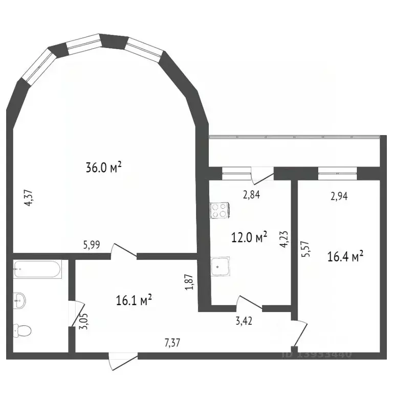 2-к кв. Тюменская область, Тюмень ул. 50 лет Октября, 3к1 (89.0 м) - Фото 0