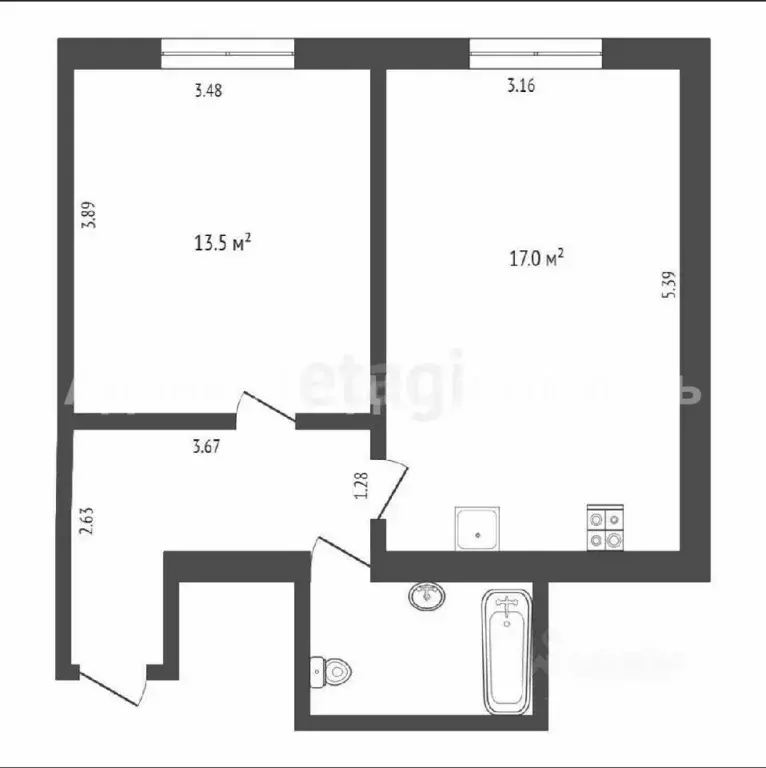 1-к кв. Тюменская область, Тюмень Ставропольская ул., 19 (40.0 м) - Фото 1