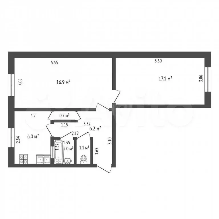 2-к. квартира, 50 м, 3/5 эт. - Фото 0