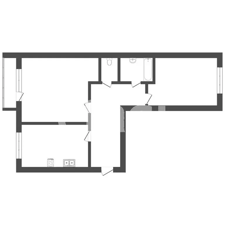 2-комнатная квартира: Тюмень, улица Ветеранов Труда, 3 (44.2 м) - Фото 1