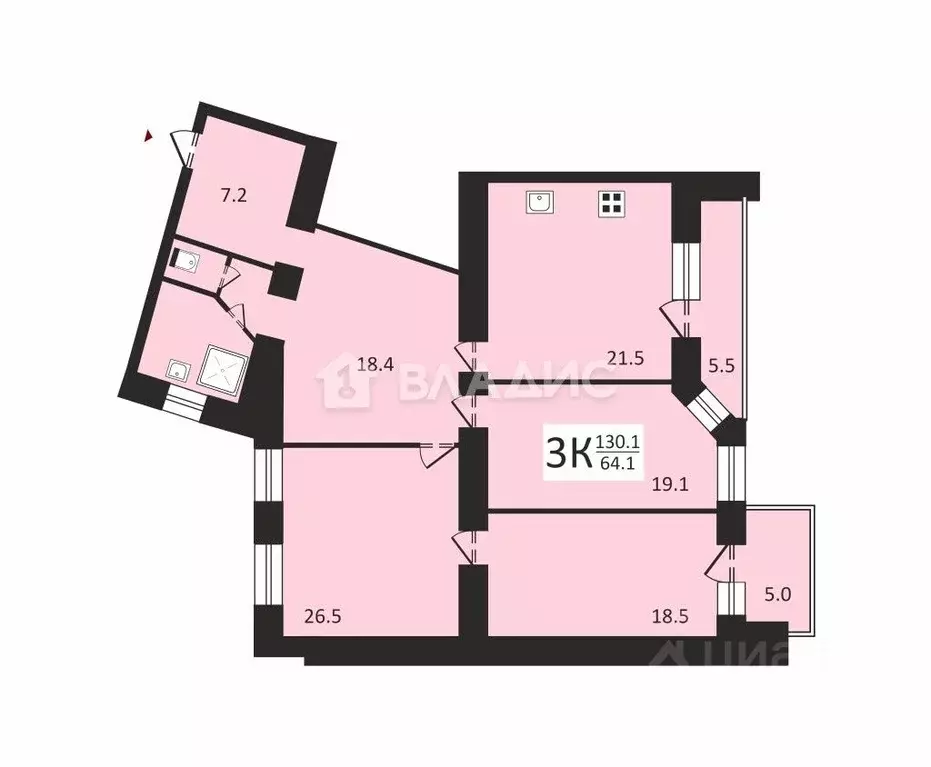 3-к кв. Владимирская область, Владимир ул. Чайковского, 25а (130.1 м) - Фото 1