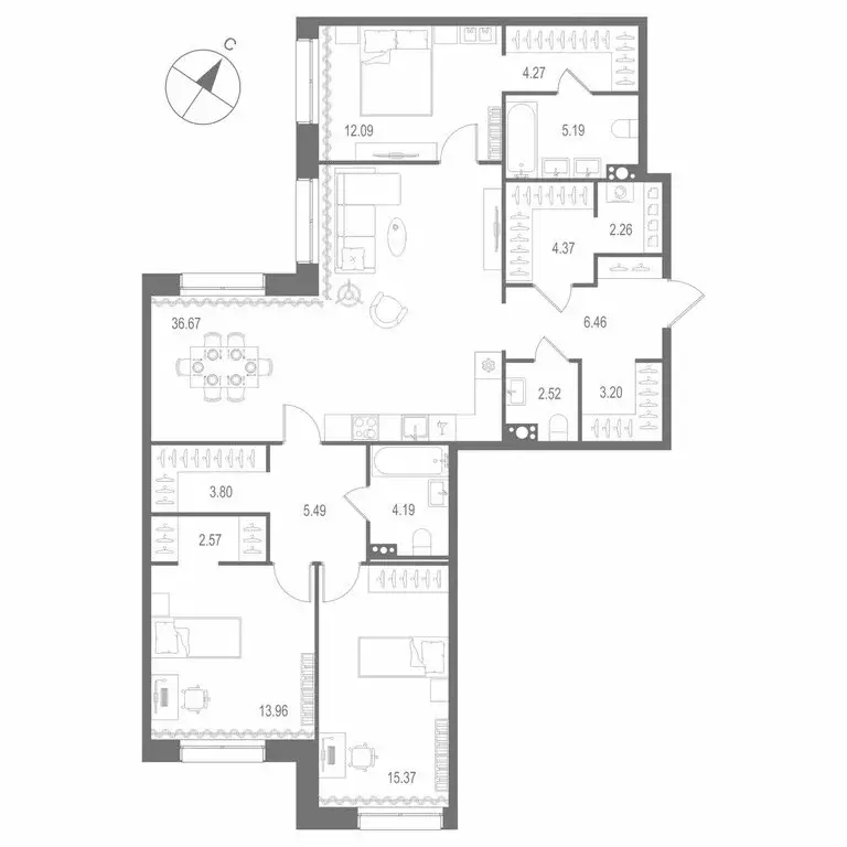 3-комнатная квартира: Санкт-Петербург, Матисов остров (122.41 м) - Фото 1