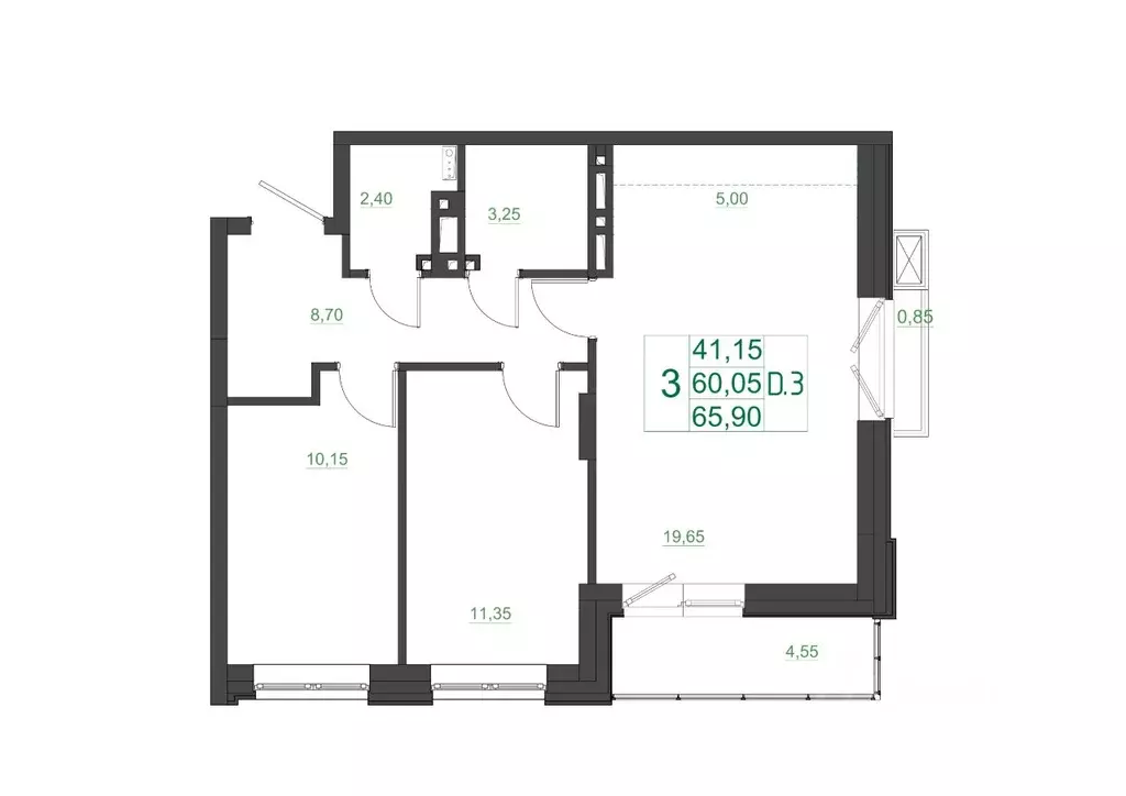 3-к кв. Красноярский край, Красноярск Мясокомбинат мкр, 1 (65.9 м) - Фото 1