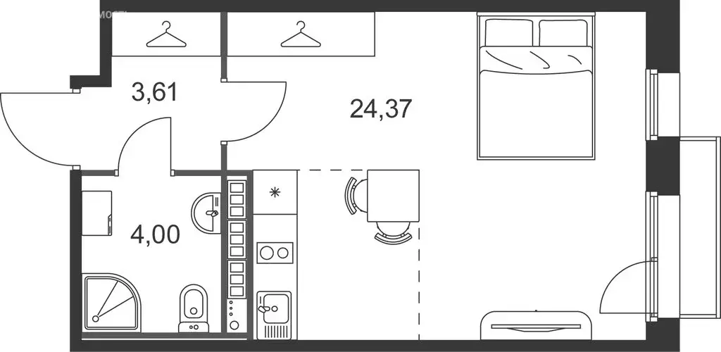 Квартира-студия: Ленинградская область, Гатчинский муниципальный ... - Фото 2