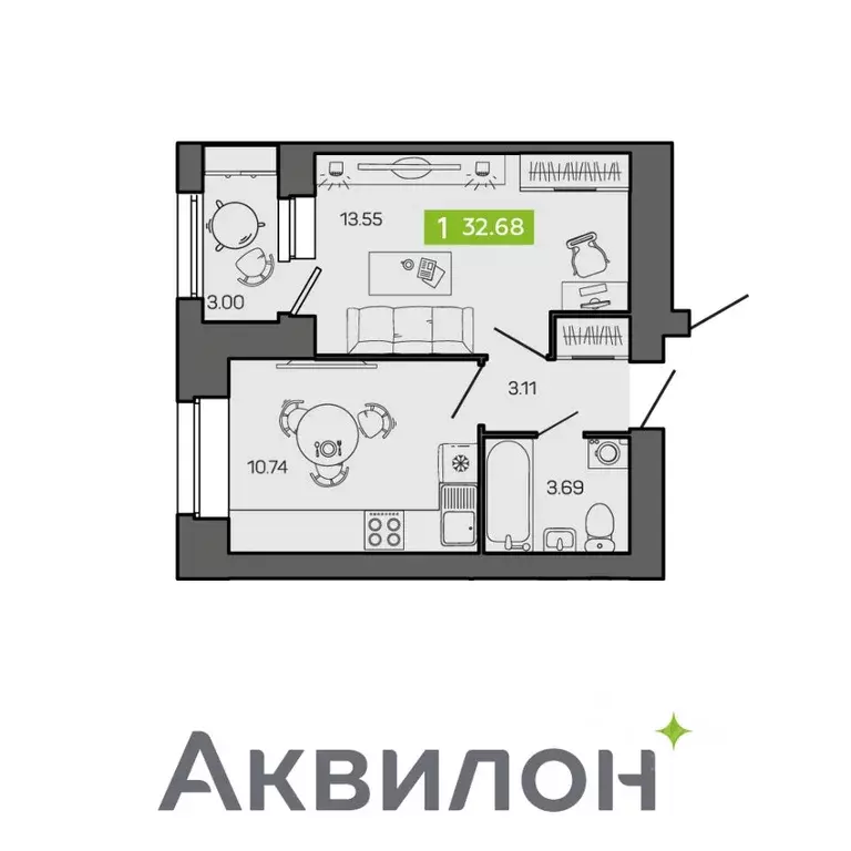 1-к кв. Архангельская область, Северодвинск ул. Ломоносова, 79к3 ... - Фото 1