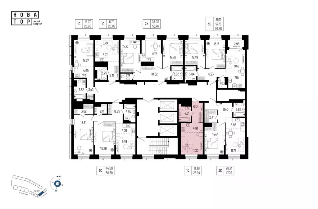 1-к кв. Башкортостан, Уфа Глумилино-1 мкр, Новатор жилой комплекс ... - Фото 2