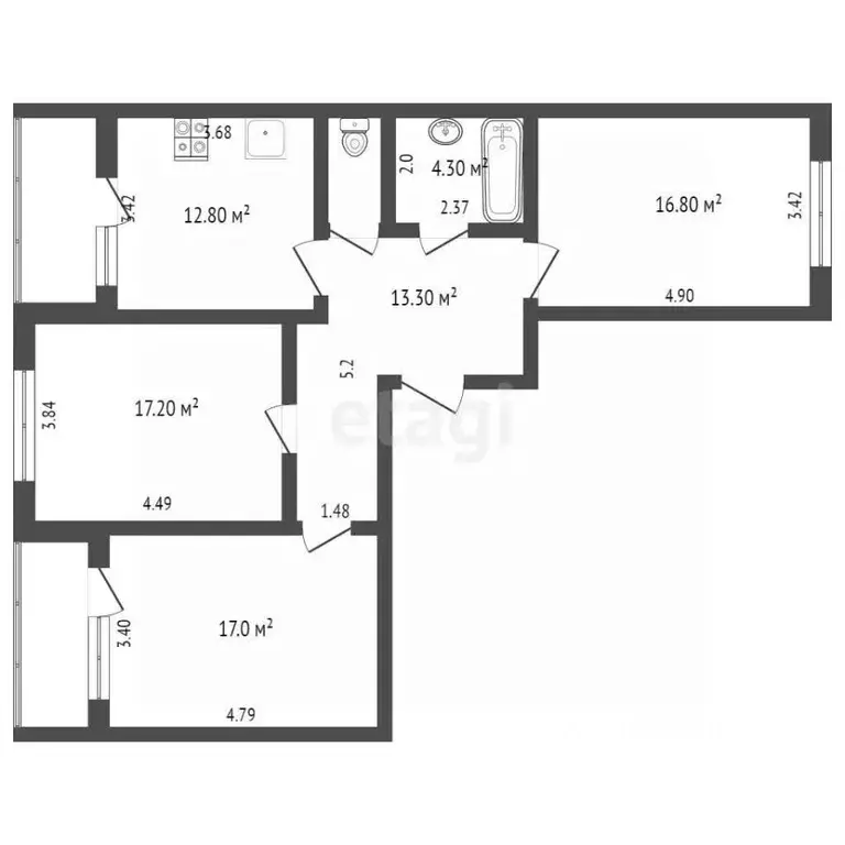 3-к кв. Краснодарский край, Анапа ул. Адмирала Пустошкина, 22к2 (92.2 ... - Фото 1