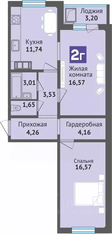 2-к кв. Чувашия, Чебоксары ул. Богдана Хмельницкого, 129 (64.67 м) - Фото 1