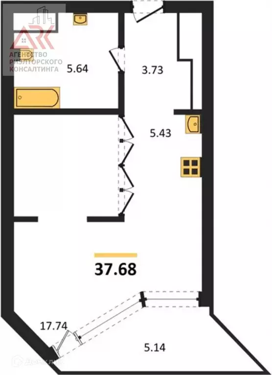 Продаётся квартира-студия, 37.68 м - Фото 1
