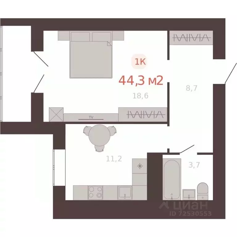 1-к кв. Алтайский край, Новоалтайск ул. Южсиба, 52А (44.3 м) - Фото 0