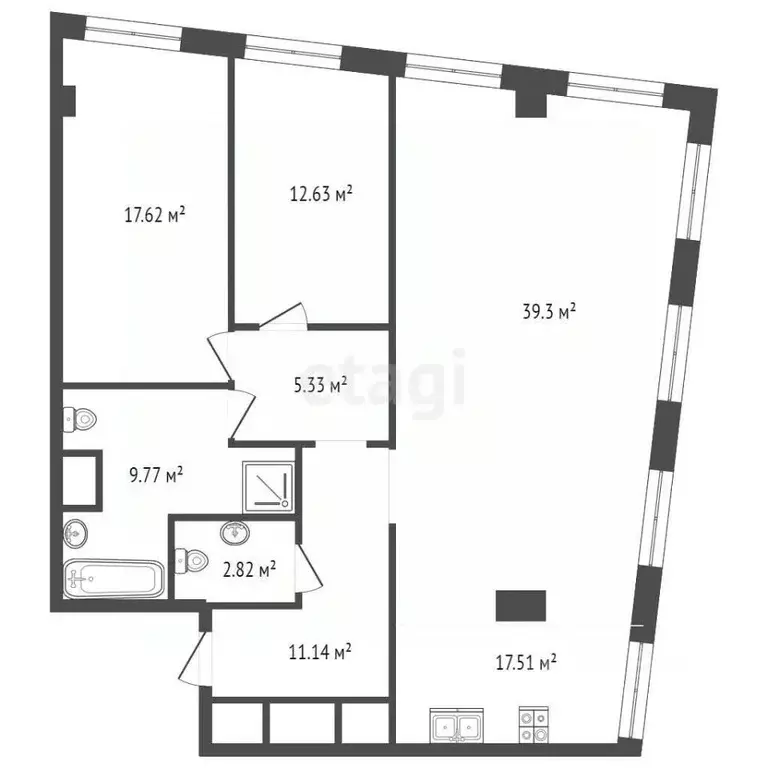 3-к кв. Ростовская область, Ростов-на-Дону Береговая ул., 55А (107.0 ... - Фото 1