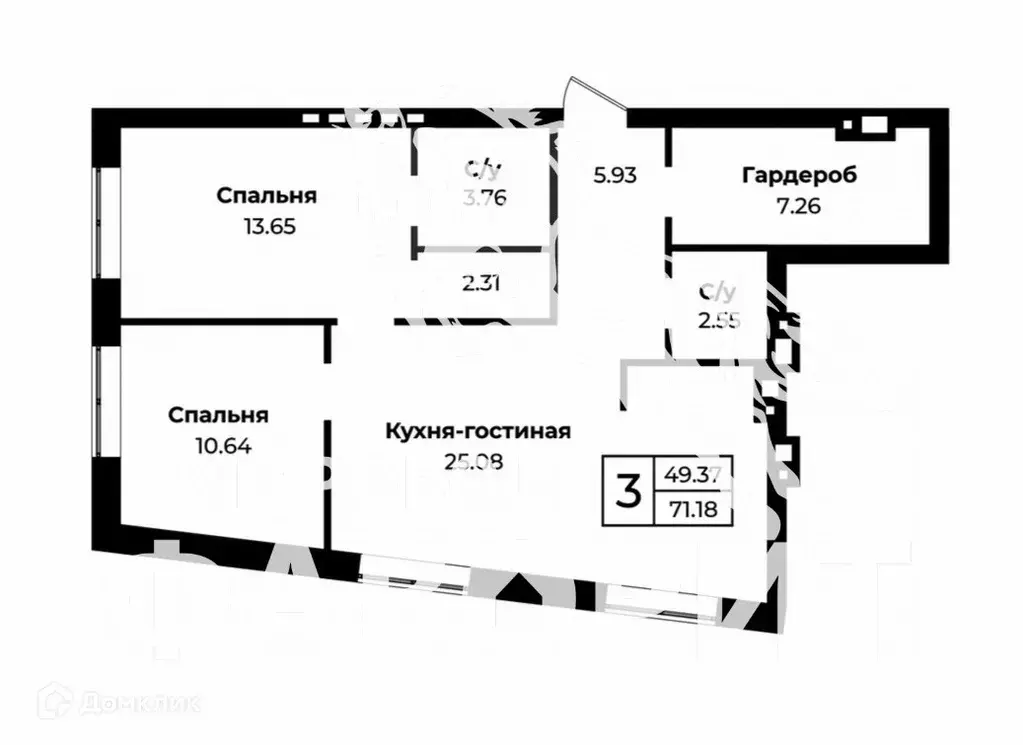 Продаётся 1-к квартира, 71.13 м - Фото 1