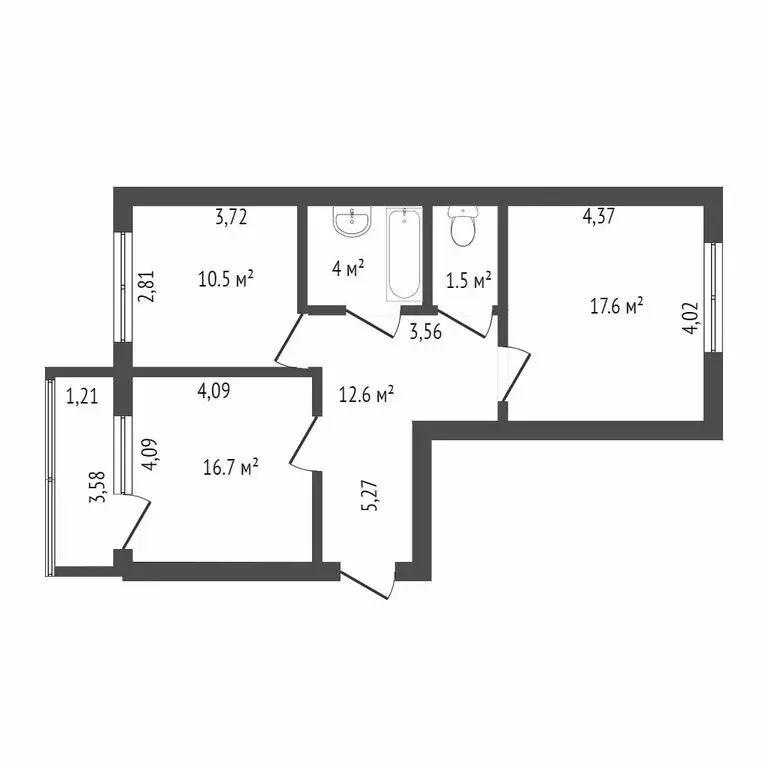 2-комнатная квартира: Благовещенск, Первомайская улица, 49 (55.8 м) - Фото 1