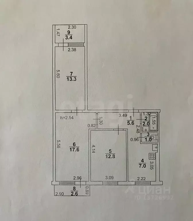 3-к кв. Саратовская область, Энгельс Полтавская ул., 9Б (59.3 м) - Фото 1