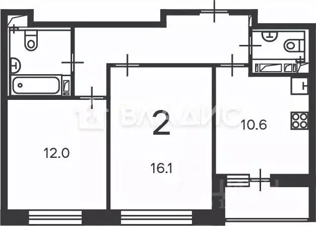 2-к кв. Москва Полярная ул., 3 (54.6 м) - Фото 2