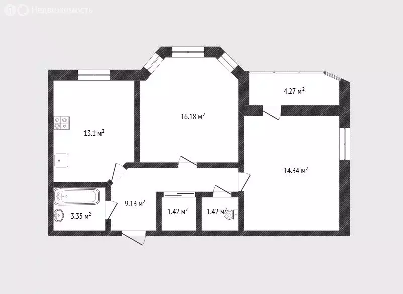 2-комнатная квартира: Тюмень, улица Мельникайте, 138а (60 м) - Фото 1