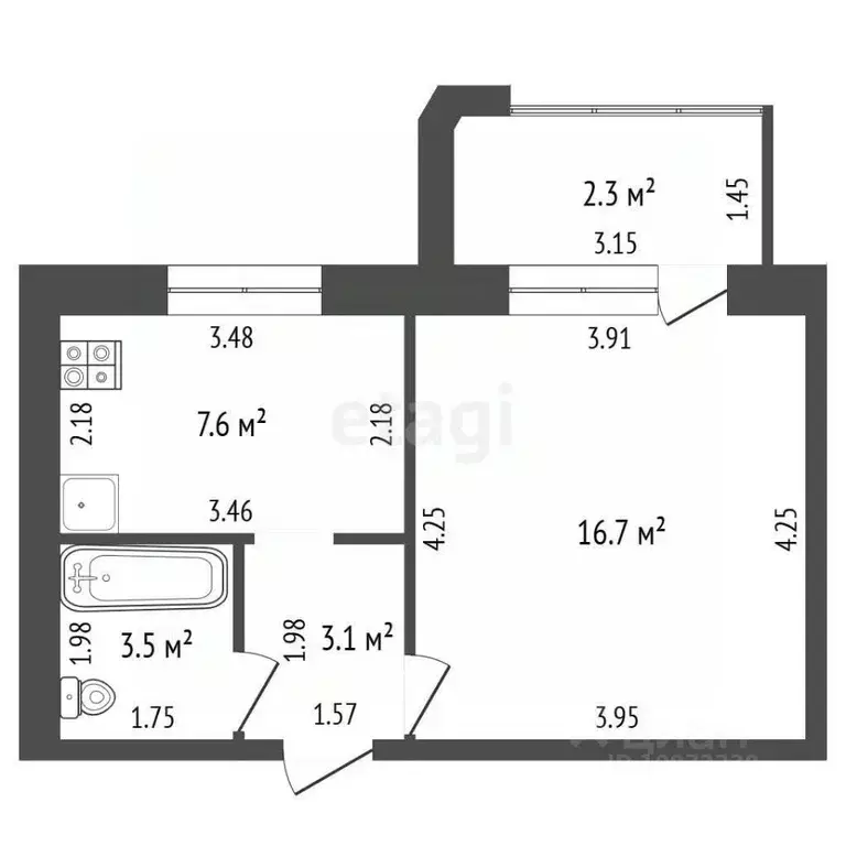 1-к кв. Башкортостан, Стерлитамак ул. Худайбердина, 202 (30.9 м) - Фото 2