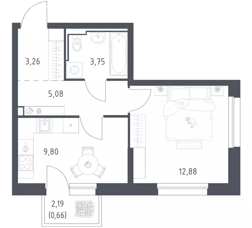 1-комнатная квартира: Владивосток, Ленинский район (35.43 м) - Фото 1